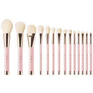 Ensemble de pinceaux de maquillage Cangzhou, 14 pièces, magnétique, rose doré, poils synthétiques, manche en bois, application du fond de teint - Product Image 5