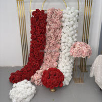 Fleurs de table de mariage, guirlande de roses, fleurs d'allée, fleurs artificielles en soie rose, rouge, blanc, chemin de table pour décoration de mariage