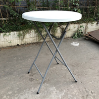 Table de bar haute pliable en plastique de 80 cm de diamètre, polyvalente pour les hôtels, les entrées, les fermes, les gymnases, les ateliers, les écoles, les supermarchés