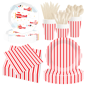 Ensemble de vaisselle jetable en papier pour fête d'anniversaire sur le thème de l'avion DAMAI pour garçon - Product Image 2
