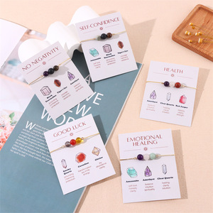 बेस्टोन डेन्टी ट्रेंडी सोने की बनी रस्सी क्रिस्टल कंगन जन्मदिन उपहार कार्ड ब्रैसलेट प्राकृतिक जैड पत्थर बेडेड ब्रेसलेट - Product Image 3