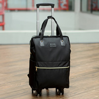 Sac de voyage fourre-tout à logo personnalisé unisexe grande capacité Oxford ensemble de chariot à bagages à roulettes fermeture éclair contraste couleur géométrique mode