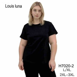 T-shirt da donna taglie forti Louis Luna, girocollo, manica corta, L XL 2XL 3XL, top casual in cotone H7020-2 - Product Image 3