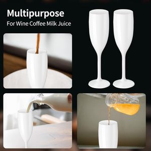 Flûtes à champagne incassables réutilisables en <span class=keywords><strong>plastique</strong></span> acrylique blanc avec logo personnalisé pour la fête de la douche nuptiale de mariage - Product Image 4