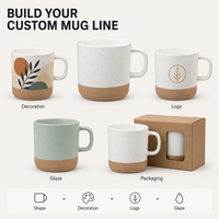 Juego de Tazas Modernas con Diseño Moteado y Base Bicolor en Terracota para Exhibición en Mostradores de Cocina Minimalistas