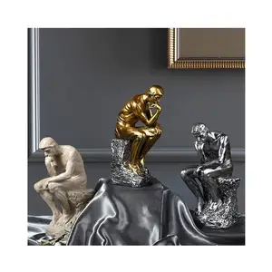 pensador escultura venda Suppliers-O pensador criativo de resina para artesanato, estatueta de decoração de mesa artesanato, restaurante, loja de casa