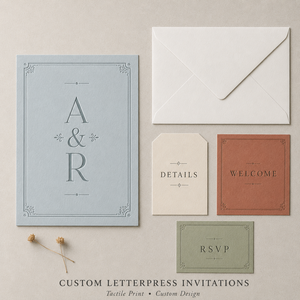 Set di Inviti Matrimoniali Personalizzati in Stile Moderno con Stampa Tipografica, Monogramma Elegante e Dettagli Coordinati con Biglietti di Benvenuto - Product Image 5