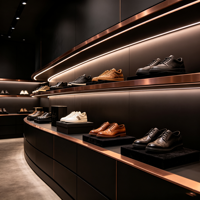 Vitrine de luxe pour sacs à main en bois massif avec étagères éclairées par LED pour boutique de sacs et de chaussures, vitrine de magasin