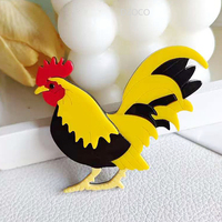 Broche en acrylique créative en forme de coq animal en gros, broche décorative pour vêtements, broche en acrylique élégante
