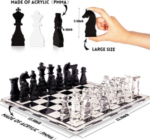 Set di <span class=keywords><strong>scacchi</strong></span> in acrilico di lusso 5mm di spessore Lucite scacchiera gioco da tavolo con Base antiscivolo per la pianificazione di eventi - Product Image 2