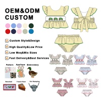 4 juillet maillot de bain d'été bikini bleu pour enfants et tout-petits maillots de bain pour bébés drapeau américain smocké Design pour NB-16Years