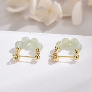 Hetian Jade Stud <b>Earrings</b> U Shape <b>Small</b> Exquisite Retro Design Blush White <b>Dangle</b> <b>Earrings</b> Gift For Women - Product Image 4