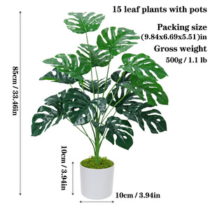 Meilleure Vente Plantes Artificielles Tropicales Monstera en Plastique Vert Armée Feuille de Tortue en Pot Écologiques pour Décoration Intérieure et Extérieure - Product Image 3