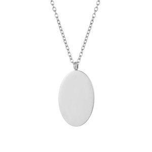 Colliers pendentifs pour femmes avec breloque ovale vierge en acier inoxydable plaqué or 18 carats, chaîne à maillons gravée sur mesure, pour les fêtes - Product Image 4