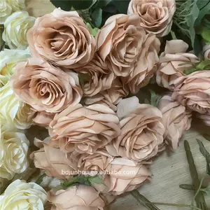 Ramo de flores artificiales de 9 cabezas, de seda, para boda, para Decoración