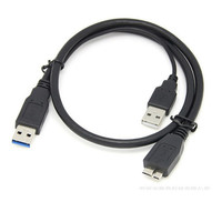 Kabel Data Dual USB 3.0 A Male ke mikro B USB3.0 Y, kabel Data usb ganda 1,5 kaki dengan ekstra untuk Hard Disk Drive eksternal
