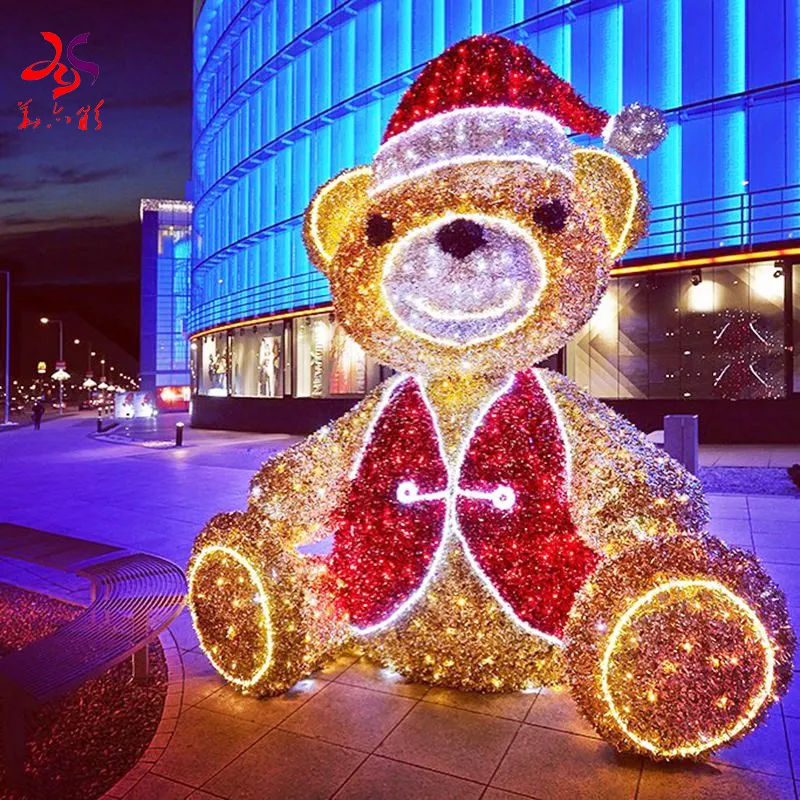 La decorazione del giardino del parco ha condotto la luce all'aperto di natale dell'orso principale gigante 3D della decorazione di festa di natale per il centro commerciale