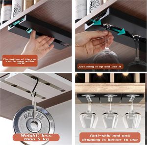 Portabicchieri rettangolare in plastica bianco e nero <span class=keywords><strong>da</strong></span> appendere sotto il mobile per bicchieri <span class=keywords><strong>da</strong></span> vino, per casa, cucina, bar, feste - Product Image 3