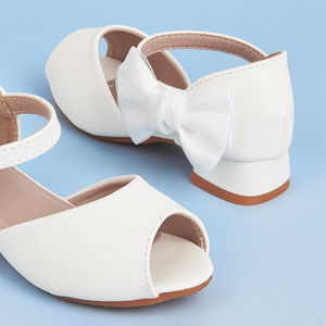 Summer New Children's Sandals Fashion <b>White</b> Bow Hollow Sandals Thick <b>Heels</b> Open Toe Sandals Princess Performance Shoes - Product Image 3