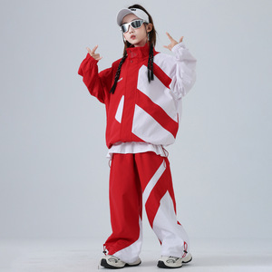 Uniformes para Actuaciones en la Ceremonia <span class=keywords><strong>de</strong></span> Apertura <span class=keywords><strong>de</strong></span> Eventos Deportivos, Ropa Moderna para <span class=keywords><strong>Baile</strong></span> Callejero <span class=keywords><strong>Infantil</strong></span>, Estilo Hip-Hop y Jazz Rojo - Product Image 3