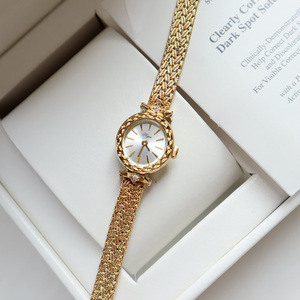 Đồng hồ đeo tay nữ sang trọng, dễ đọc, máy quartz, dây đeo nhỏ kiểu cổ điển, màu vàng - Product Image 3