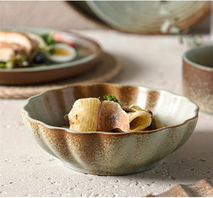 Vintage Kiln Changed Blue Ceramic Dinnerware <b>Sets</b> <b>Serving</b> <b>Dishes</b> Platter Fine Dining Restaurant Porcelain Dinner Plate - Product Image 4