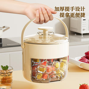 Máquina para hacer hielo para el hogar, bandeja de hielo en cubos de plástico blanco cremoso con botón pulsador, operación manual, cubo de almacenamiento de gran capacidad para cocina - Product Image 5