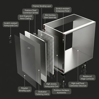 Armoire de cuisine en acier inoxydable SUS304 de qualité alimentaire, ignifuge classe A, sans formaldéhyde, conception modulaire pour projets hôteliers et d'appartements
