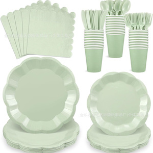 Juego de artículos de fiesta desechables de color sólido, 175 piezas para 25 personas, platos, vasos y servilletas de papel rosa, vajilla para fiesta - Product Image 3