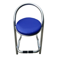 Chaise de bar commerciale pliable en acier inoxydable et cuir PU, tabouret haut avec dossier incurvé pour salles d'arcade et centres de jeux
