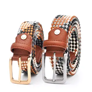 Braided Woven Man Knitted Belts Factory Custom High Quality Cotton Leather Pin Buckle Webbing Strap Canvas belt