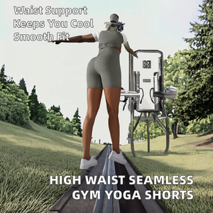กางเกงขาสั้นออกกำลังกายเอวสูงสำหรับผู้หญิง ระบายอากาศได้ดี เอวยางยืด ไร้ตะเข็บ ผลิตจากไนลอนผสมสแปนเด็กซ์ ลายจุด ยกกระชับสะโพก เหมาะสำหรับฟิตเนส โยคะ และกีฬา น้ำหนัก 400 กรัม - Product Image 2