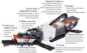 מפעל נייד לריסוק 500 טון לשעה, רכוב על מסילות, עם מגרסת אימפקט לריסוק אבן גיר, גרניט ובטון, ישירות מהמפעל. - Product Image 3