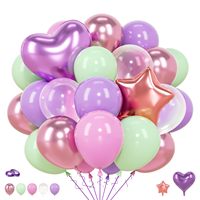 Kit de guirlande de ballons en aluminium Cœur et Étoile, Ensemble de ballons Macaron pour Anniversaire de Fille, Saint-Valentin, Baby Shower, Décoration de Fond de Fête de Mariage