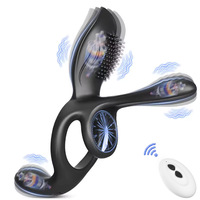 3-in-1 Vibrierender Penisring 10 Modi Dreifach-Motor Perineum-Vibrator G-Punkt Klitoris-Stimulator Erwachsenen-Paar-Sexspielzeug