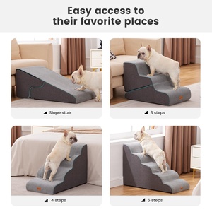 Escaleras para perros con cubierta reversible, extraíble y lavable, accesorio para interiores, color beige, forma rectangular sólida - Product Image 4
