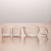 Ensemble bol à matcha en verre et support pour fouet, style japonais, bol de cérémonie du thé matcha avec bec verseur et tasse en verre texturé