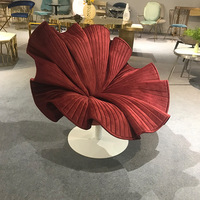 Mobilier de salon moderne Chaises en velours rose pour salon Fauteuil de canapé de luxe pivotant simple Fauteuil d'appoint en forme de fleur