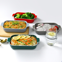 Plat de cuisson en céramique en gros, plat à gratin rectangulaire, plat de cuisson antiadhésif avec doubles poignées