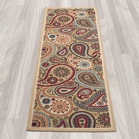 JACKSON Beige Modern Low Pile Washable Polyester Runner Rug with Non-Skid (Non-Slip) Backing Pet Friendly Home Use