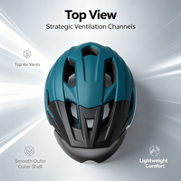 Casque de vélo bleu et blanc CE EN1078 pour adulte unisexe, multi-sports, léger, ventilé, avec feu arrière LED, pour trajets quotidiens, VTT, PC/EPS