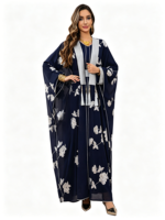 Robe de mode musulmane de haute qualité pour femme, Abaya brodée, jupe ample, style Moyen-Orient Dubaï, ensemble jupe à manches chauve-souris