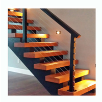 YL METAL Escalier Intérieur Droit ou Hélicoïdal Sur Mesure en Acier Inoxydable Avec Marches en Bois et Garde-Corps en Verre