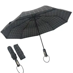 Imprimé en soie, Style doux pour homme, grande taille, poignée longue caoutchoutée, parapluie pliant entièrement automatique 3