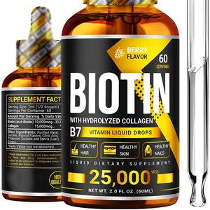 Wholesale OEM/ODM Biotin & Collagen 25,000mcg, Healthy Hair Support Liquid Drops, Supports Strong Nails, Glowing Skin