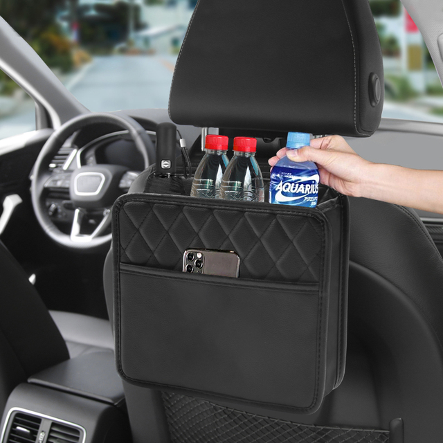 YECAI Leather Car Back Seat Organizer, Multi-Pocket Storage for Kids & Travel, Universal Vehicle Interior Accessories