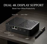 Mini PC Premium Hitam Laris Manis dengan Prosesor Intel N150, RAM 12GB, Hard Drive 64GB, Model Bernilai Tinggi