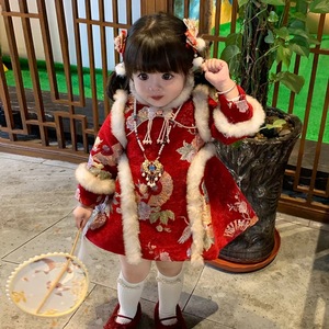 Tongxingyuan Girls Chinese Style Cheongsam Dress Thickening Flowers New Year Outfit First Birthday Princess Hanfu Costume - Product Image 2