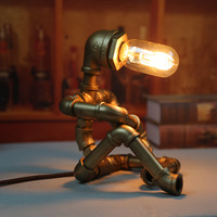 Lampe de table vintage américaine rétro industrielle vent fer tuyau robot lampe de bureau étude décoration steampunk créatif lampe tuyau d'eau lampe
