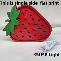 Décorations créatives et modernes pour chambre d'enfant : Veilleuse USB fraise, décoration murale en bois, fonctionnalités mobiles à changement de couleur pour filles